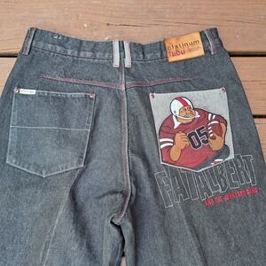 %Platinum Fubu Fat Albert Mens Jeans Black Size 36x35 / J3